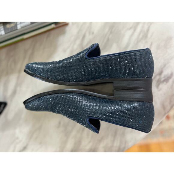 Jump New York J75 Blue Rhinestone Embellished Sparkle Smoking Slipper Loafer - Picture 5 of 10